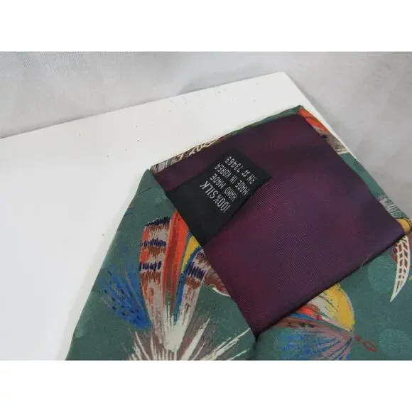 The Disney Store 100 Silk Mickey Mouse Tie Fly Fishing Graphic on Green Teal - Picture 4 of 7